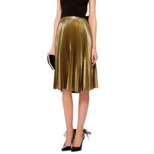 A.L.C. ALC Gates Gold Pleated Skirt Midi